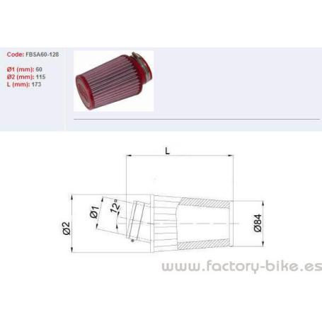 FILTRO DE AIRE BMC UNIVERSAL CÓNICO  Ø60MM FBSA60-128