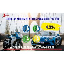 Etiquetas medioambientales para moto en Pontevedra. Entrega inmediata.