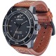 RELOJ ALPINESTARS TECH WATCH 3H MATT BLACK LEATHER STRAP BROWN