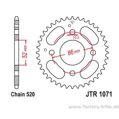 Corona JT 1071 de acero con 30 dientes JTR1071.30